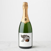 Creepy Cat Skeleton Halloween-Geschenk Klassischer Schaumweinetikett (Vorderseite)