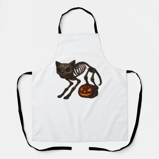 Creepy Cat Skeleton Halloween-Geschenk Klassischer Schürze (Vorderseite)