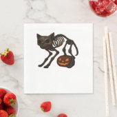 Creepy Cat Skeleton Halloween-Geschenk Klassischer Serviette (Beispiel)