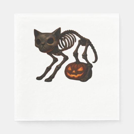 Creepy Cat Skeleton Halloween-Geschenk Klassischer Serviette (Vorderseite)