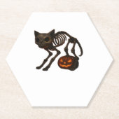 Creepy Cat Skeleton Halloween-Geschenk Klassischer Untersetzer (Vorderseite)