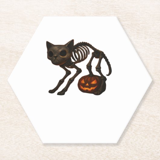 Creepy Cat Skeleton Halloween-Geschenk Klassischer Untersetzer (Vorderseite)