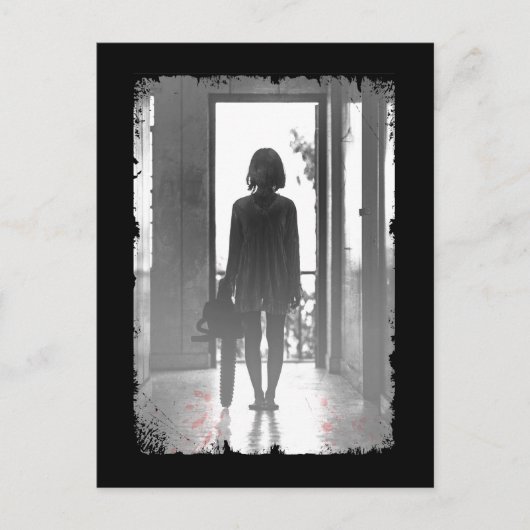 Creepy Chainsaw Girl Horror Dark Art Postkarte (Vorderseite)