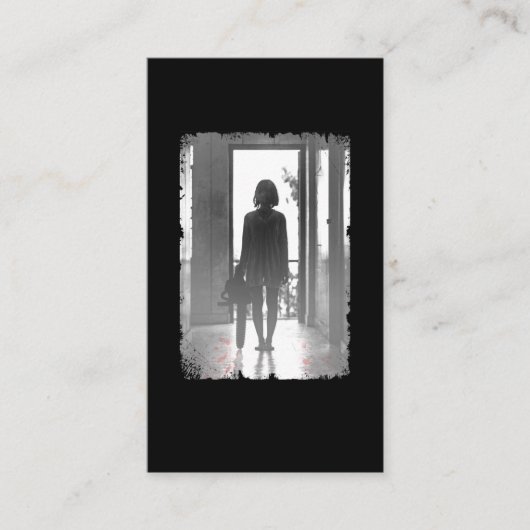 Creepy Chainsaw Girl Horror Dark Art Visitenkarte (Vorderseite)