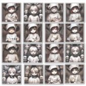 Creepy Chibi Kid Ghosts Spooky Halloween Aufkleber (Vorderseite)