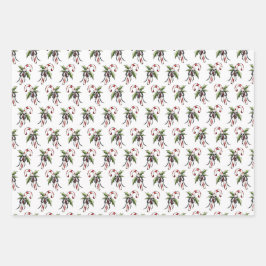 Creepy Christmas Candy Cane Skull Wrapping Paper Geschenkpapier Set