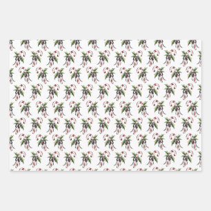 Creepy Christmas Candy Cane Skull Wrapping Paper Geschenkpapier Set