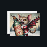 Creepy Christmas Horror Vintag Fairy Kitty Postkarte<br><div class="desc">Ein Horror Retro Weihnachtskitschige Fee mit eggnog lustige AI generierte Kunst</div>