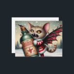 Creepy Christmas Horror Vintag Fairy Kitty Postkarte<br><div class="desc">Ein Horror Retro Weihnachtskitschige Fee mit eggnog lustige AI generierte Kunst</div>