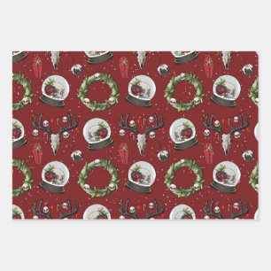 Creepy Christmas Reindeer Geschenkpapier Set