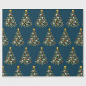 Creepy Christmas Tree Skull Wrapping Paper Geschenkpapier (Flach)