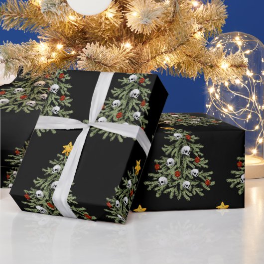 Creepy Christmas Tree Skull Wrapping Paper Geschenkpapier (Feiertage)