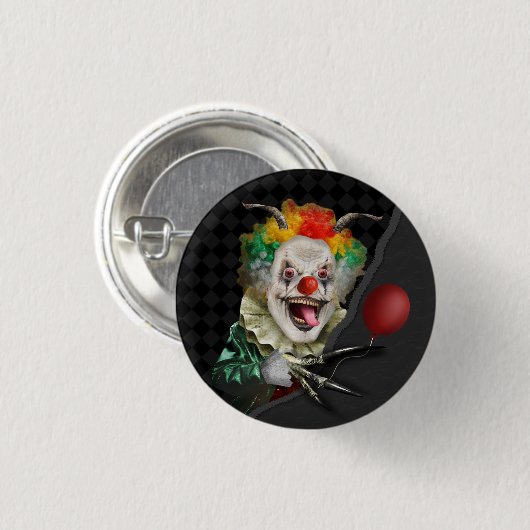Creepy Clown-beängstigender Gesichts-und Button (Vorne & Hinten)