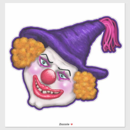 Creepy Clown Face for Halloween Fun by Cherie Aufkleber (Blatt)