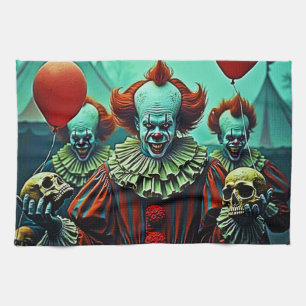 Creepy Clown Horror Scene Design Geschirrtuch