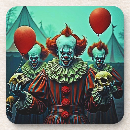 Creepy Clown Horror Scene Design Getränkeuntersetzer (Vorderseite)