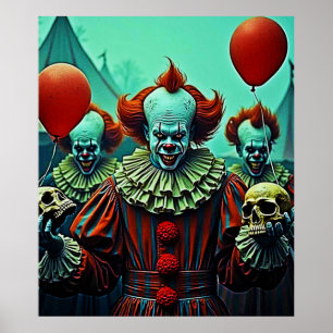 Creepy Clown Horror Scene Design Poster