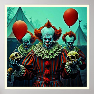 Creepy Clown Horror Scene Design Poster