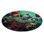 Creepy Clown Horror Scene Design Schneidebrett (Ecke)
