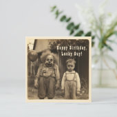 Creepy Clown Vintages GeburtstagsFoto Feiertagskarte (Stehend Vorderseite)