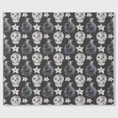 Creepy Cobra Snake Skull Blume Black Geschenkpapier (Flach)