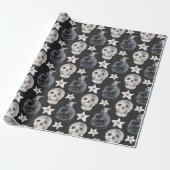 Creepy Cobra Snake Skull Blume Black Geschenkpapier (Ungerollt)