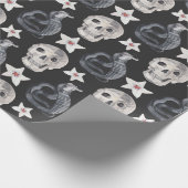 Creepy Cobra Snake Skull Blume Black Geschenkpapier (Ecke)