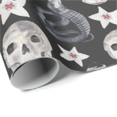 Creepy Cobra Snake Skull Blume Black Geschenkpapier (Rolleneckpunkt)