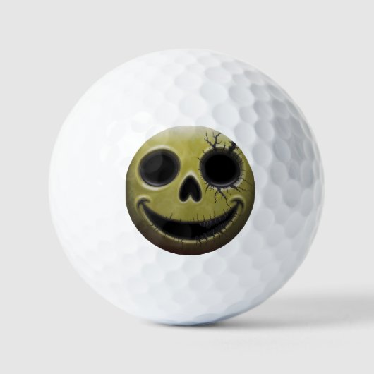Creepy Cracked Smiley Skull Golfball (Vorderseite)