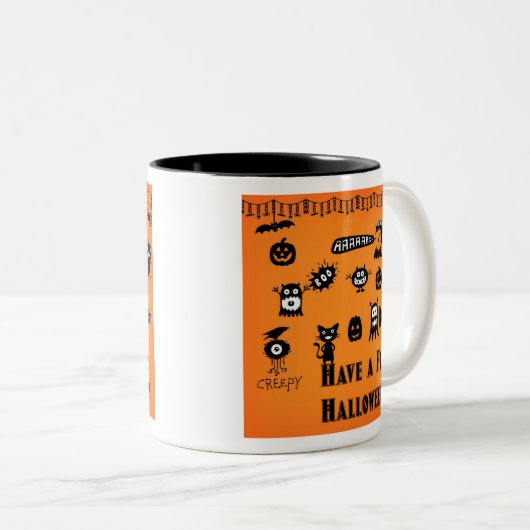 Creepy Crawlies Halloween Zweifarbige Tasse (VorderseiteRechts)
