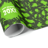 Creepy Crawlies Happy Halloween Add The Year Green Geschenkpapier (Rolleneckpunkt)