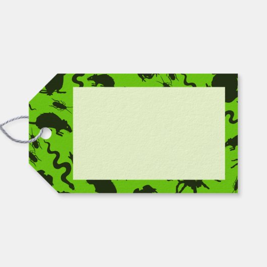 Creepy Crawlies Happy Halloween! Black Pattern Geschenkanhänger (Rückseite Horizontal)