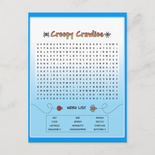 Creepy Crawlies Word Search Postkarte