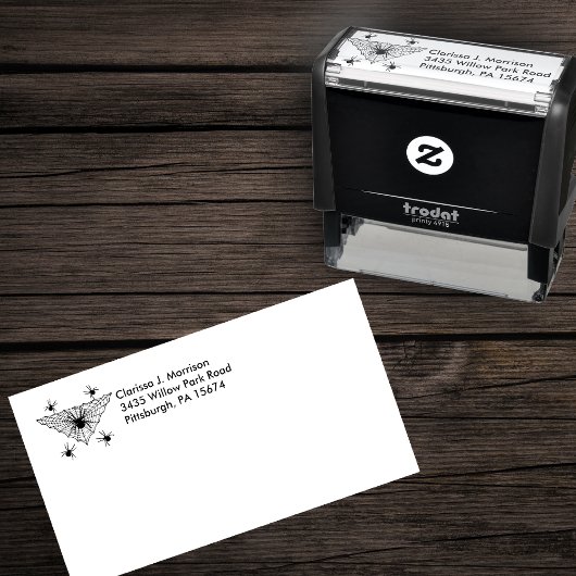 Creepy crawling Spiders in Triangle Shaped Web Permastempel