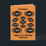 Creepy Crawly Spiders Grandson Geburtstag Hallowee Karte<br><div class="desc">Eine personalisierte Spinnen Enkel Geburtstagskarte Halloween mit einem Haufen gruseliger Spinnen. Sie können die Vorderseite dieser Spinne leicht personalisieren zwischen Geburtstagskarte und ihrem Alter und Namen. Inside liest eine spooktacular Nachricht, die Sie behalten oder bearbeiten können, wenn gewollt. Auf der Rückseite des Geburtstagskartes des Kindes befinden sich die gleichen Spinnen...</div>