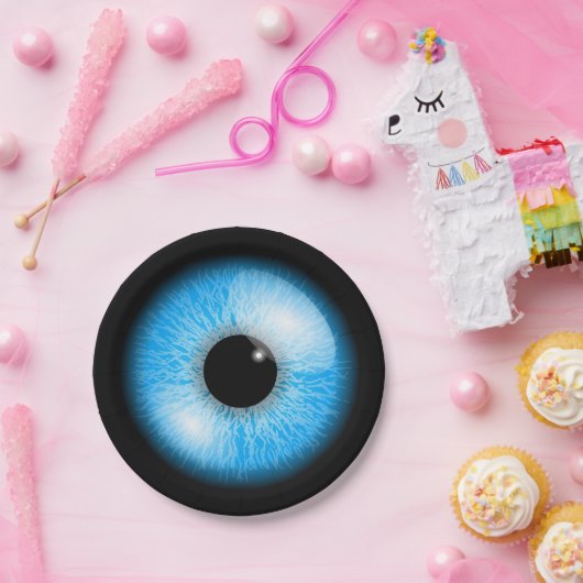 Creepy Creepy Blue Eyeball Halloween Pappteller (Party)