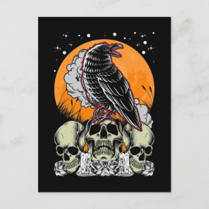 Creepy Crow Gothic Moon Witchy Bird Postkarte