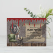 Creepy Custom Foto Murder Mystery Halloween-Party Einladung (Stehend Vorderseite)