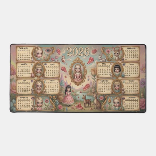 Creepy Cute Doll Fairytale Goth 2026 Calendar Schreibtischunterlage (Vorderseite)