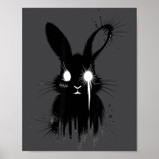 Creepy Cute Goth Bunny Horror Rabbit Sketch Alt Ng Poster (Vorne)