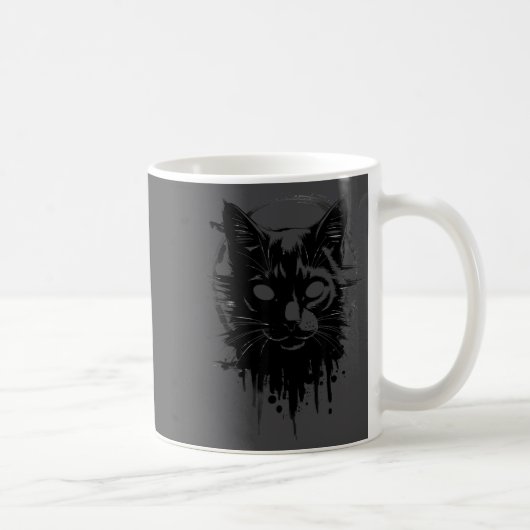 Creepy Cute Goth Cat Horror Kitty Sketch Alt Nge E Kaffeetasse (Rechts)