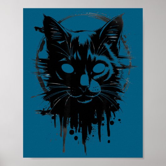 Creepy Cute Goth Cat Horror Kitty Sketch Alt Nge E Poster (Vorne)