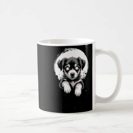 Creepy Cute Goth Dog Horror Puppy Sketch Alt Nge E Kaffeetasse (Rechts)