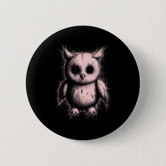 Creepy Cute Goth Owl Horror Sketch Alt Nge Evil  Button (Vorderseite)