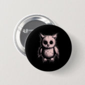 Creepy Cute Goth Owl Horror Sketch Alt Nge Evil  Button (Vorne & Hinten)