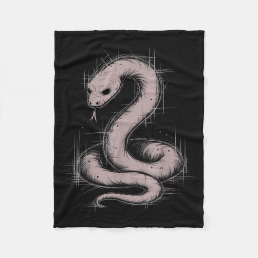 Creepy Cute Goth Python Horror Snake Sketch Alt Ng Fleecedecke (Vorderseite)