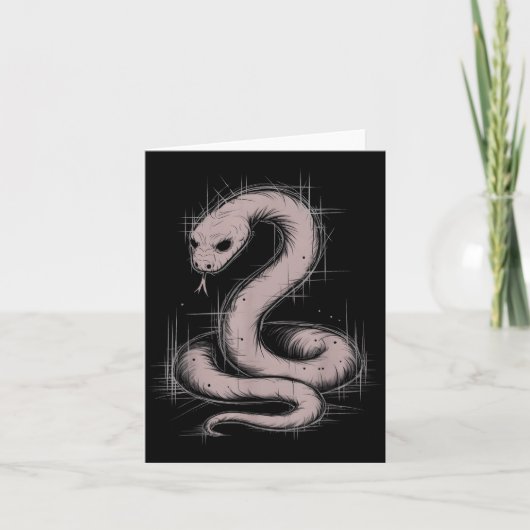 Creepy Cute Goth Python Horror Snake Sketch Alt Ng Karte (Vorderseite)