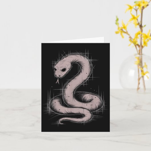 Creepy Cute Goth Python Horror Snake Sketch Alt Ng Karte (Gelbe Blume)