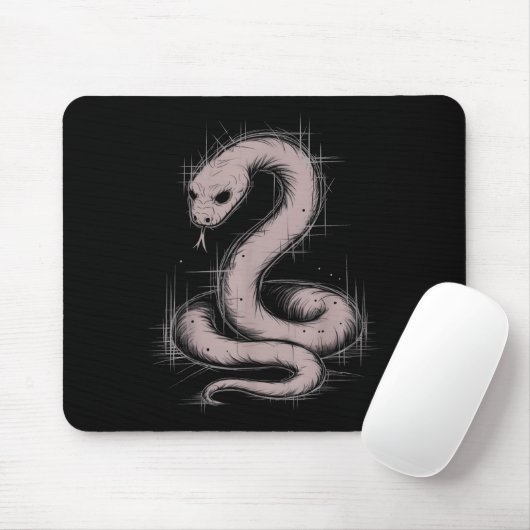 Creepy Cute Goth Python Horror Snake Sketch Alt Ng Mousepad (Mit Mouse)