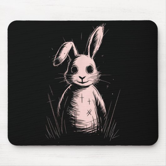 Creepy Cute Goth Rabbit Horror Bunny Sketch Alt Ng Mousepad (Vorne)
